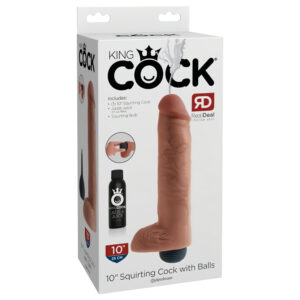 King Cock 10 - realistické stříkající dildo (25 cm) - přírodní