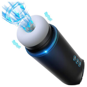 Leopard - nahoru-dolů sání a vibrační masturbátor (černý)