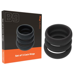 Men's Play - silná sada erekčních kroužků - černá (3 ks)