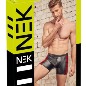 NEK - Boxerky se zipem s červenými bočními panely (černé) - M