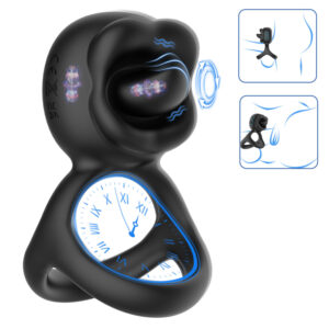 Biu-Biu - erekční kroužek a lízací klitoridální vibrátor (černý)