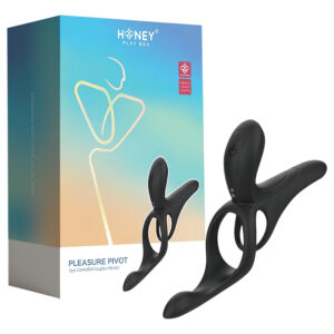 Honey Play Box Pleasure Pivot - chytrý vibrační kroužek na penis a varlata (černý)