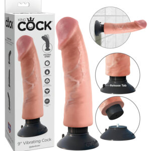 King Cock 9 přísavný vibrátor (23 cm) - přírodní