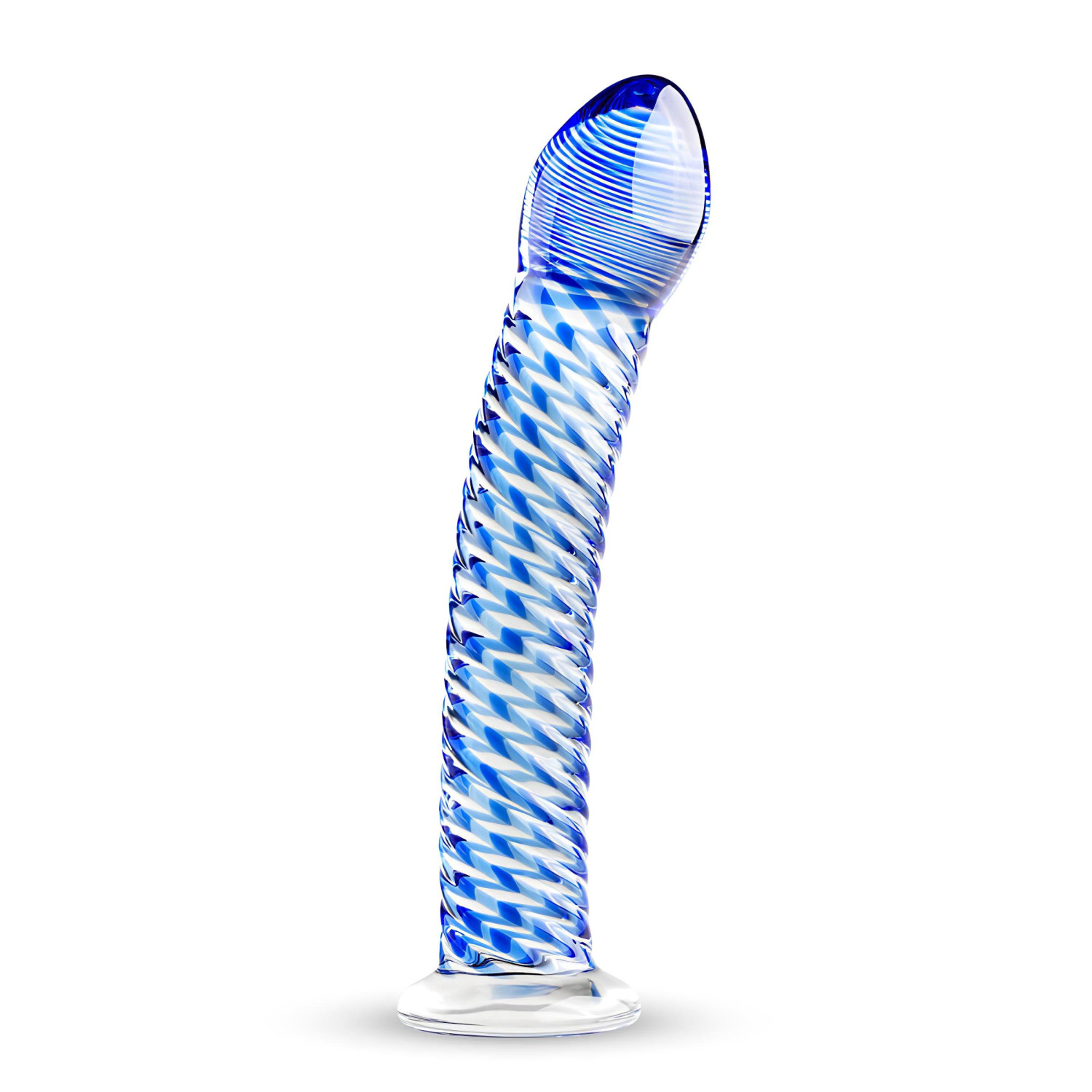 Gildo Glass No. 5 - skleněné dildo - spirálový tvar - průhledné modré