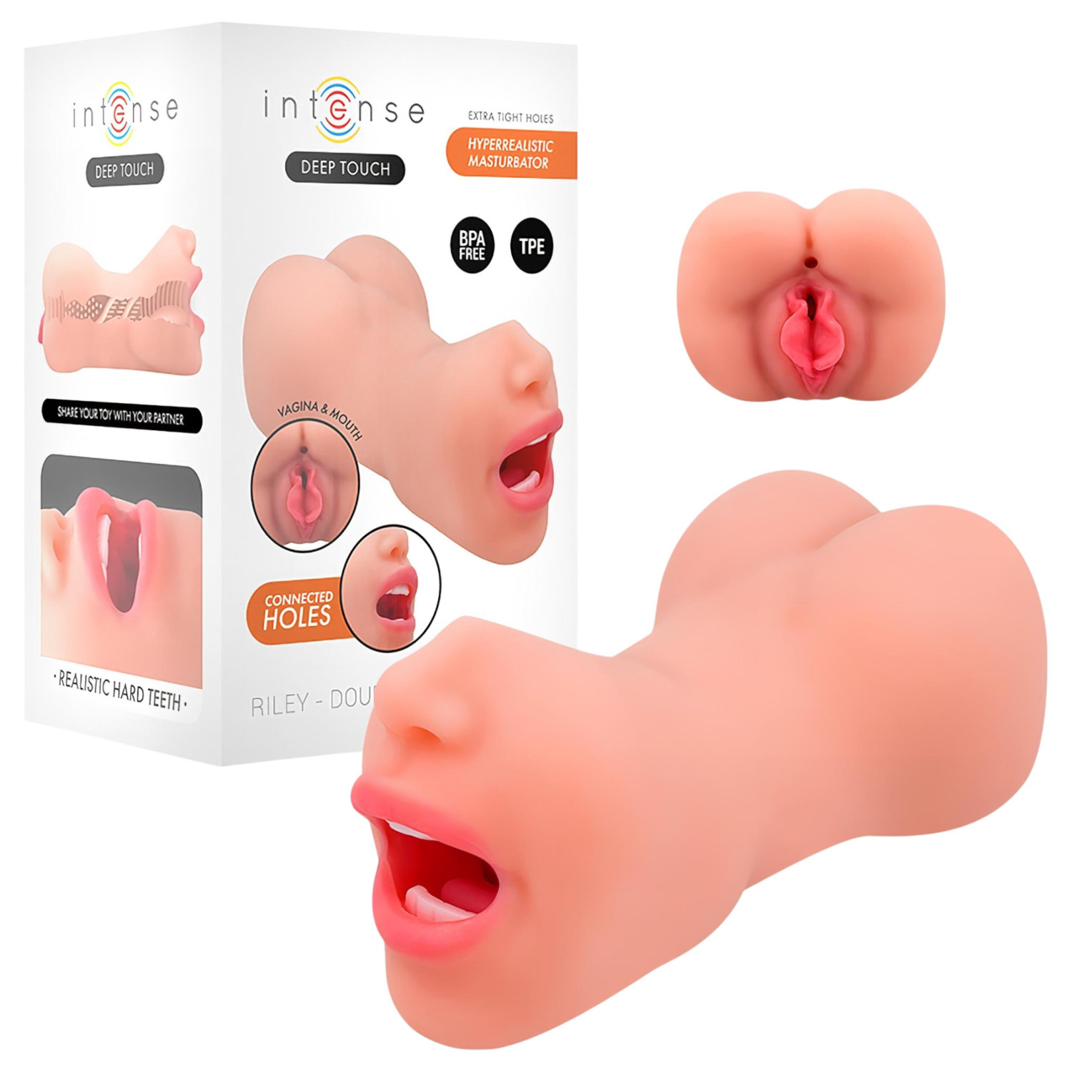 Intense Deep Touch Riley - realistická ústa a vagína masturbátor (přírodní)