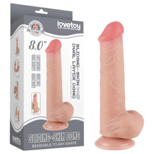 Lovetoy Sliding-Skin - dvouvrstvé dildo s varlaty - 20