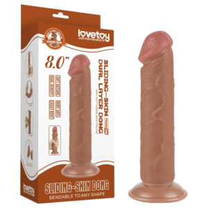 Lovetoy Sliding-Skin - přísavkové dvouvrstvé dildo - 20cm (přírodní)
