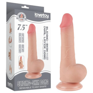 Lovetoy Sliding-Skin - přísavkový dvouvrstvý dildo - 19