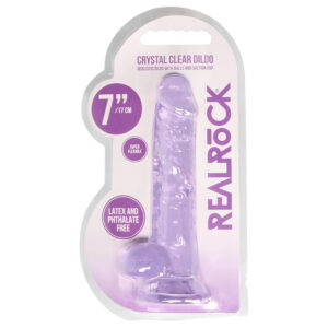 REALROCK - průhledné realistické dildo - fialové (17cm)