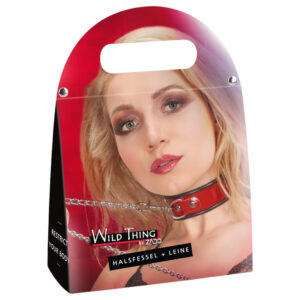 ZADO - červený kožený obojek a vodítko