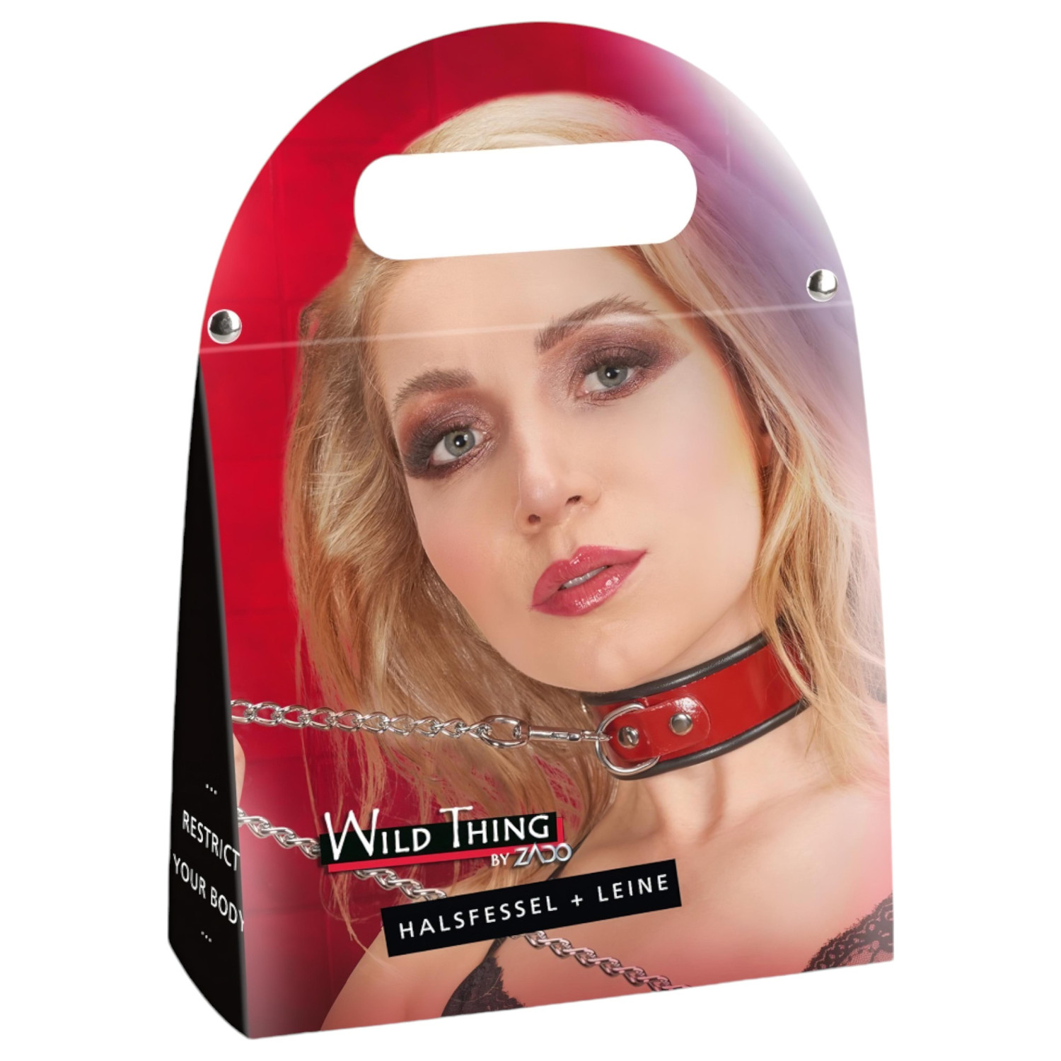 ZADO - červený kožený obojek a vodítko