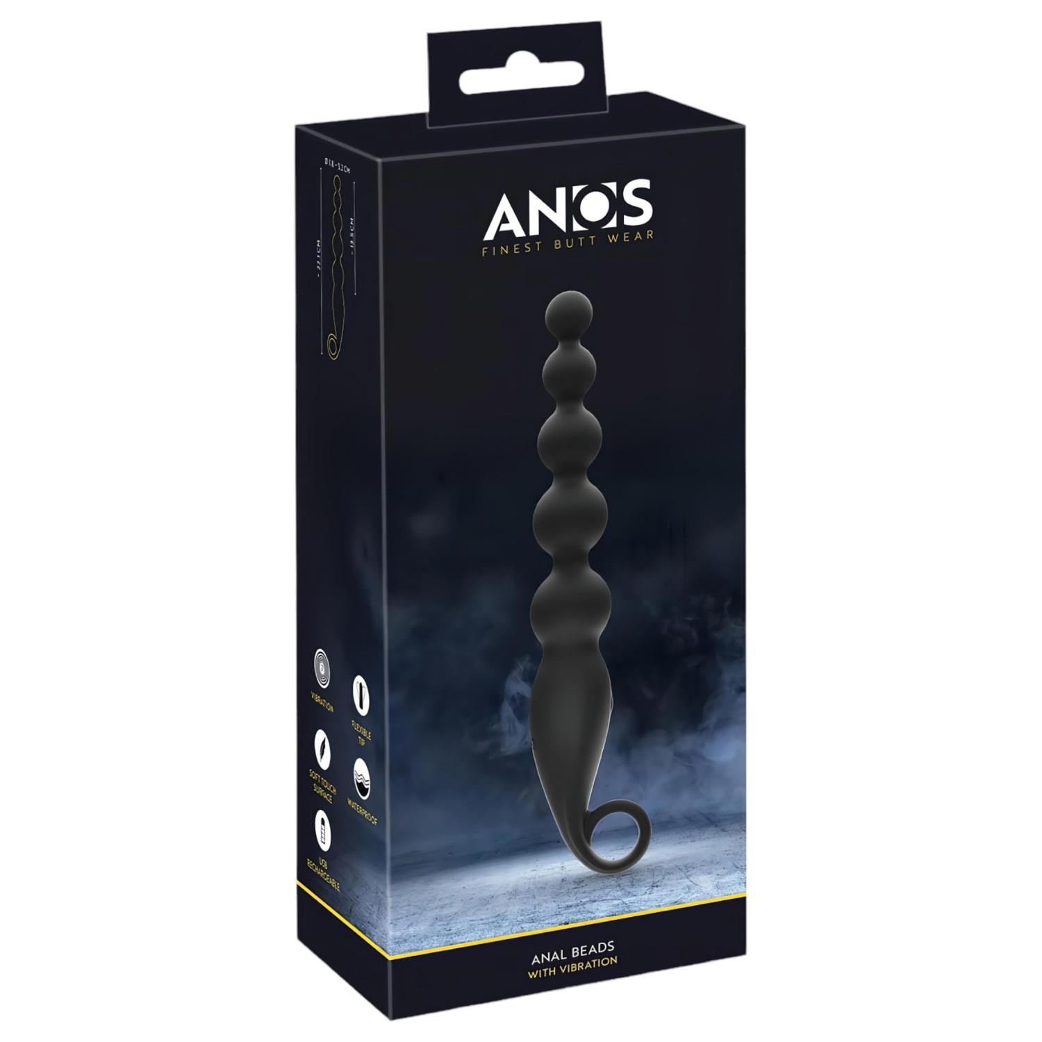 ANOS - anální korálky - vibrační - černé