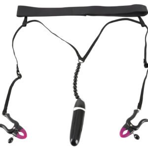 Bad Kitty - Vibrační svorky na klitoris a kalhotky - černé (S-L)