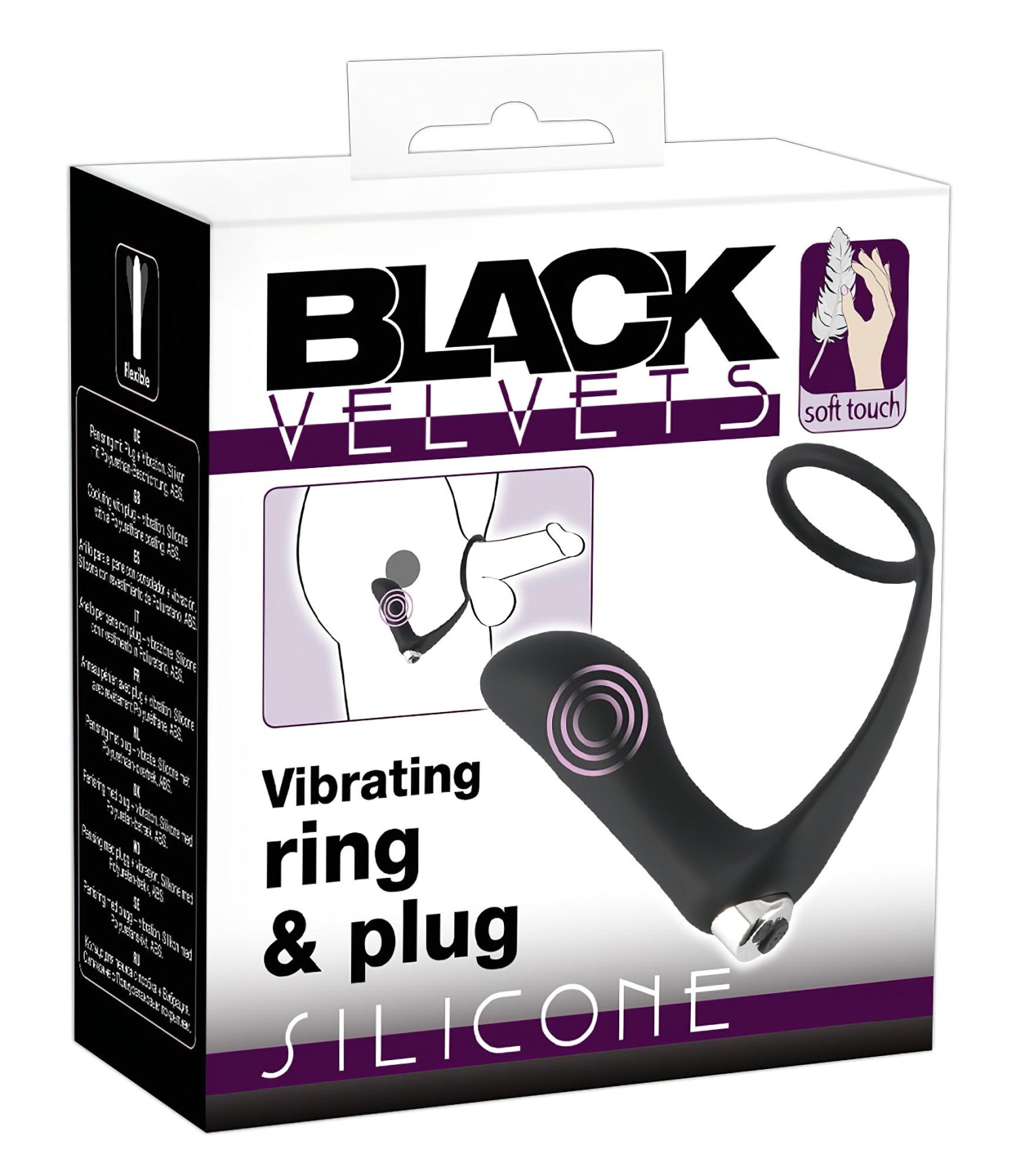 Black Velvets - anální vibrátor s erekčním kroužkem - černý