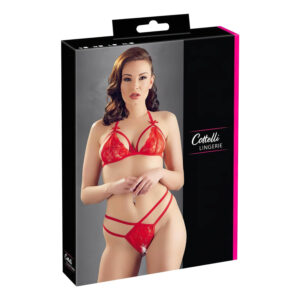 Cottelli - otevřená krajková podprsenka set - červená