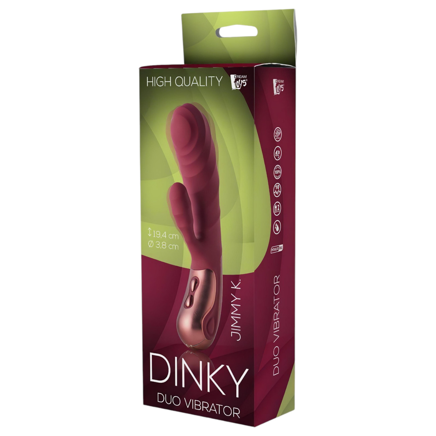 Dinky Jimmy K. Duo - vibrátor s ramenem na klitoris - nabíjecí - červený