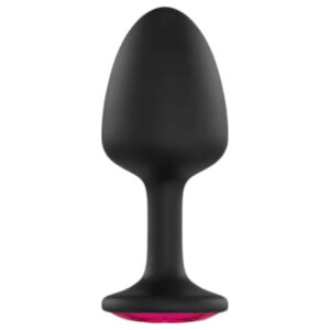 Dorcel - anální kolík s růžovým kamenem - černý - střední velikost