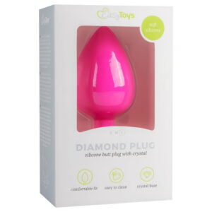Easytoys Diamond - anální kolík s bílým kamínkem - velký - růžový