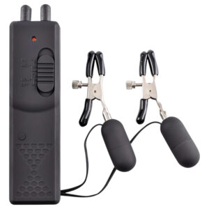 Fetish - vibrační svorky na bradavky - černá