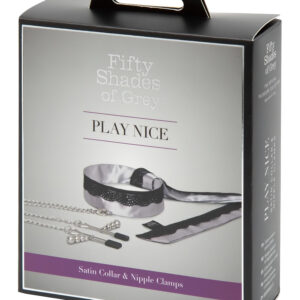 Fifty Shades of Grey - svorky na bradavky s obojkem - stříbrná