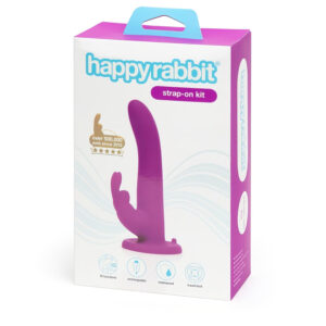 Happyrabbit - strap-on vibrátor s králíčkem - fialový