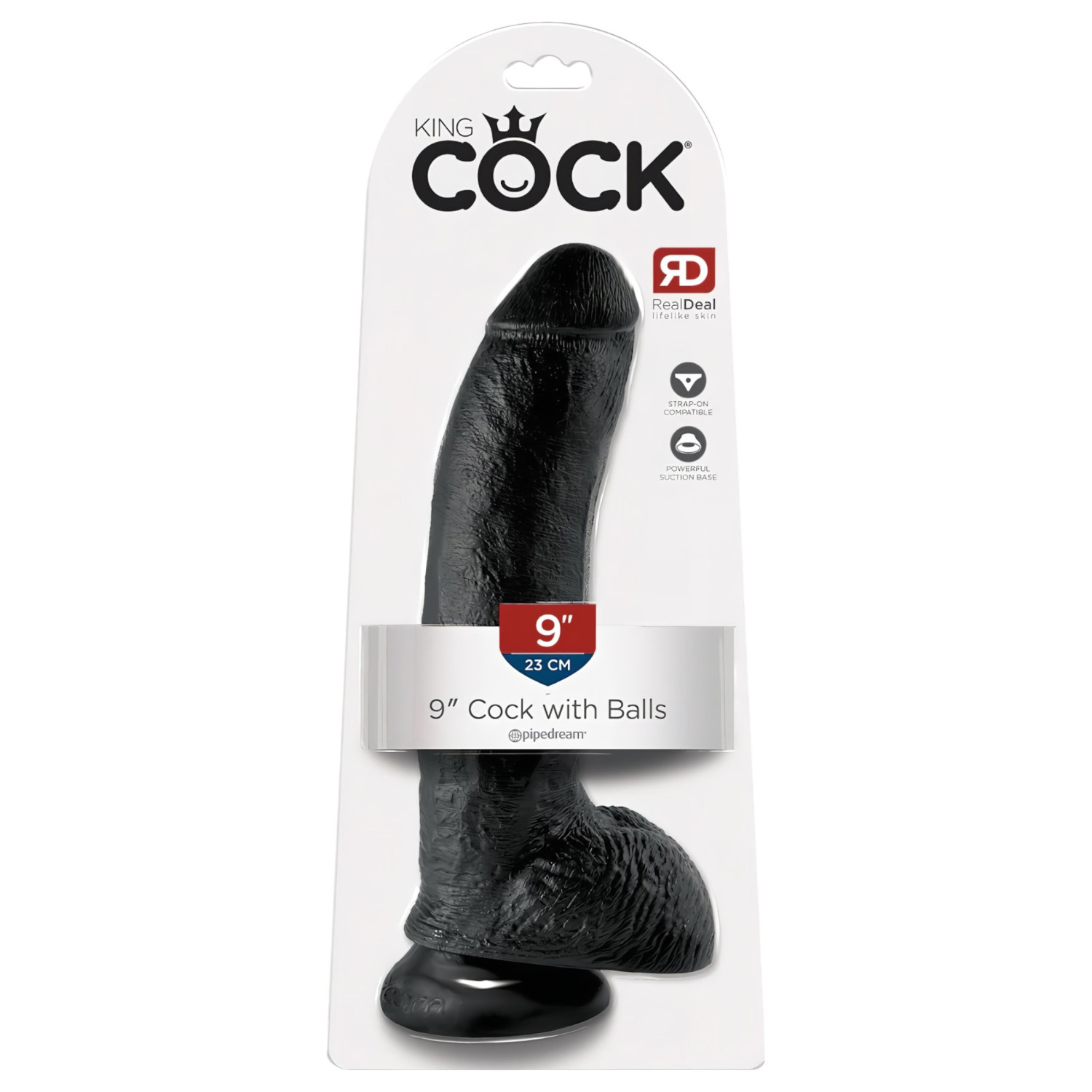 King Cock - realistické dildo s varlaty a přísavkou 23 cm - černé