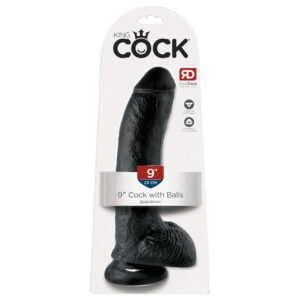 King Cock - realistické dildo s varlaty a přísavkou 23 cm - černé