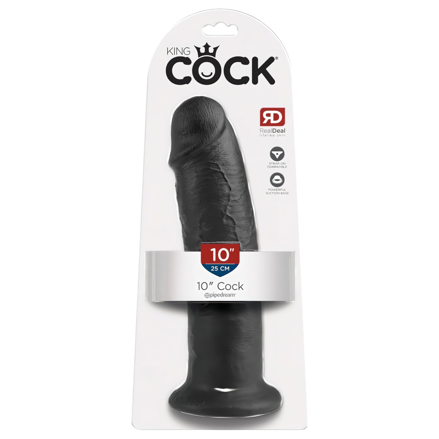 King Cock - realistický dildo s přísavkou - černý 25 cm