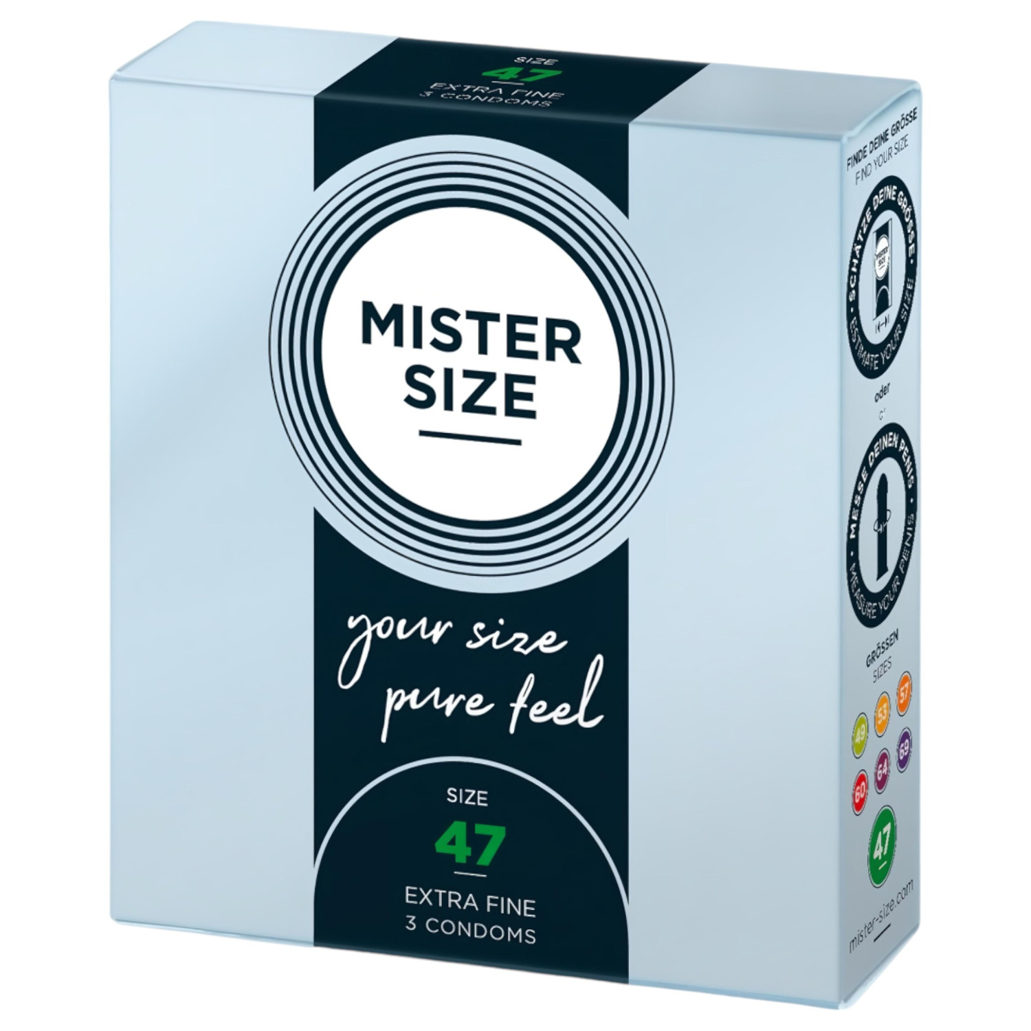 Mister Size - tenký kondom - 47 mm - 3 ks