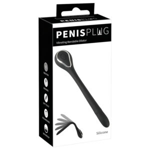 Penis Plug - vibrační dilatátor na penis - akumulátor - černý - 1 cm