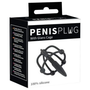 Penisplug - klec na žalud s dilatátorem - silikon - černá