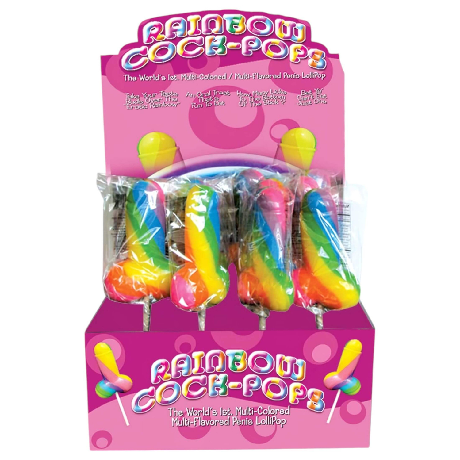 Rainbow Cock Pop - lízátko ve tvaru penisu (85 g) - ovocná příchuť