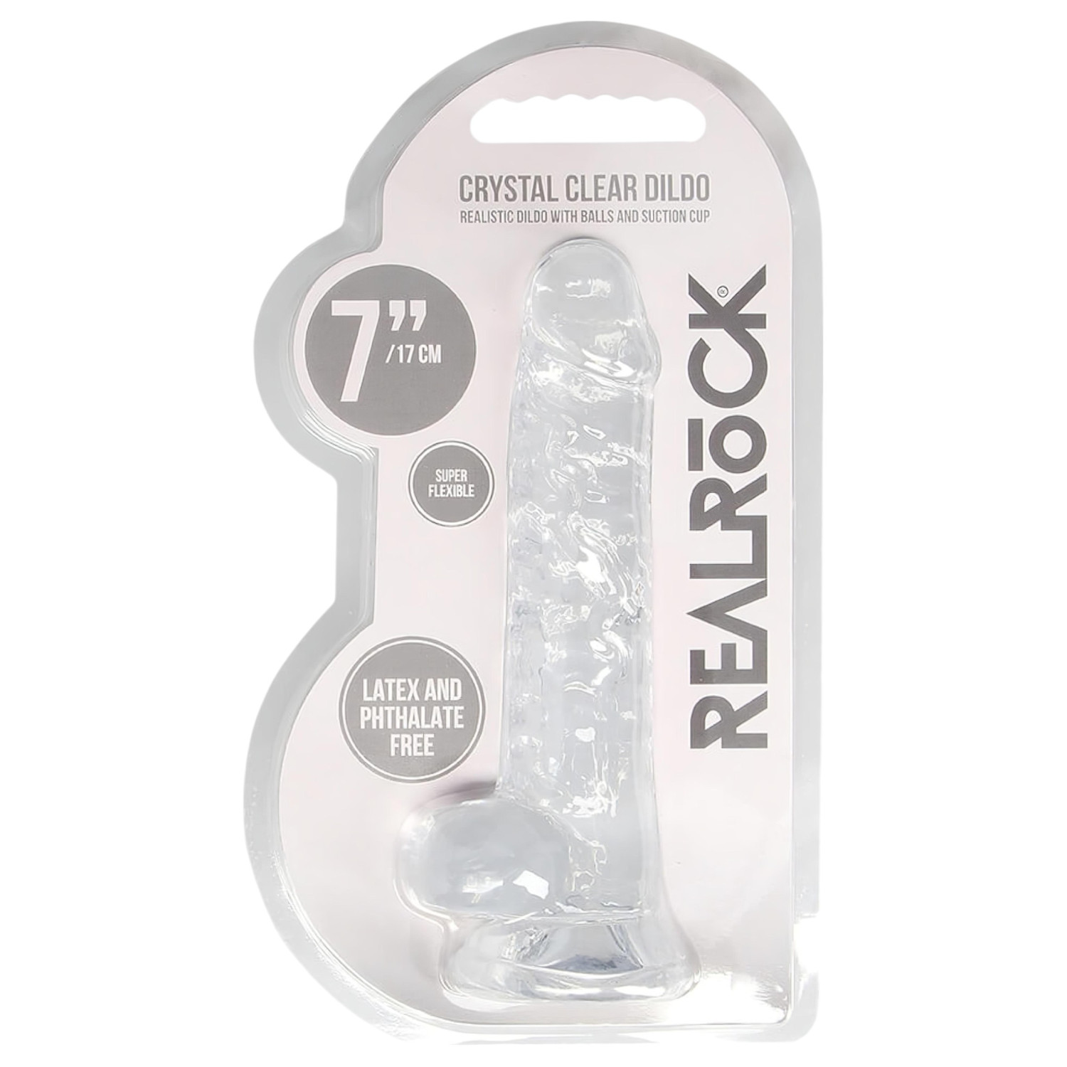 RealRock - realistické dildo - průhledné - 17 cm