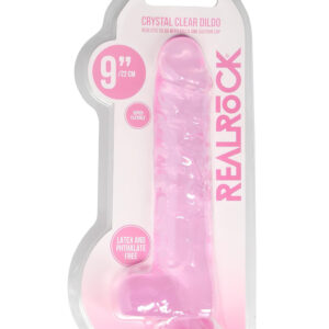 RealRock - realistické dildo - průhledné růžové - 22 cm
