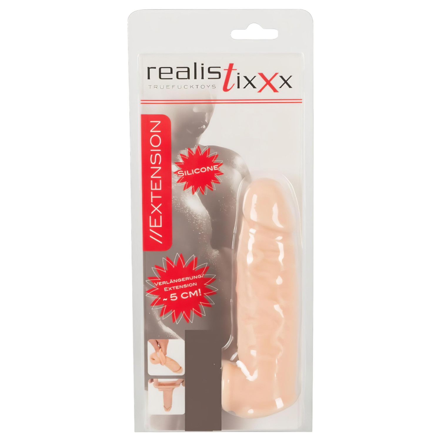 Realistixxx - návlek na penis s erekčním kroužkem - 16 cm - tělová