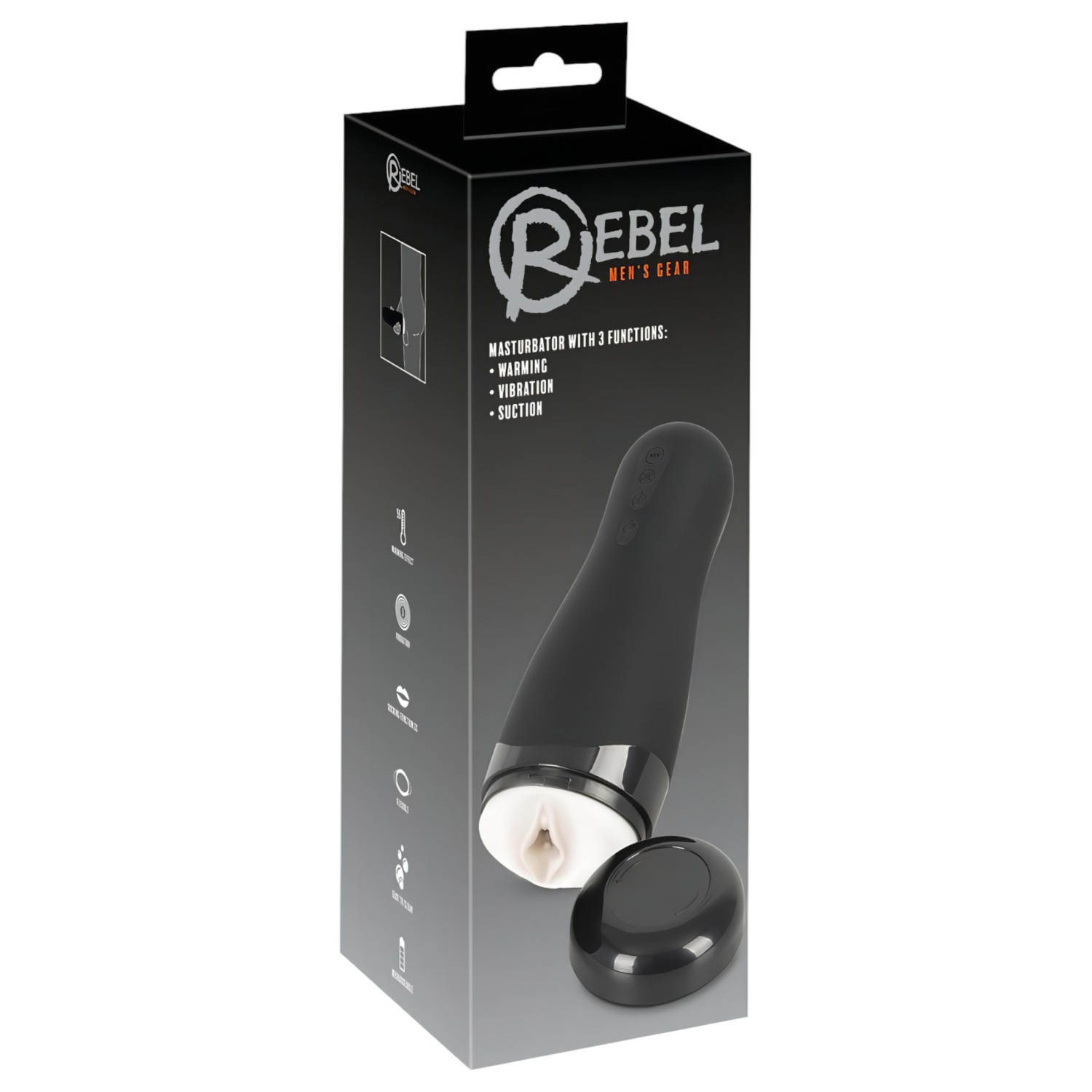 Rebel - masturbátor s ohřevem a vibracemi - nabíjecí umělá vagína