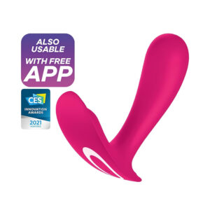 Satisfyer - nositelný vibrátor s 2 motory - růžový - chytrý ovládání