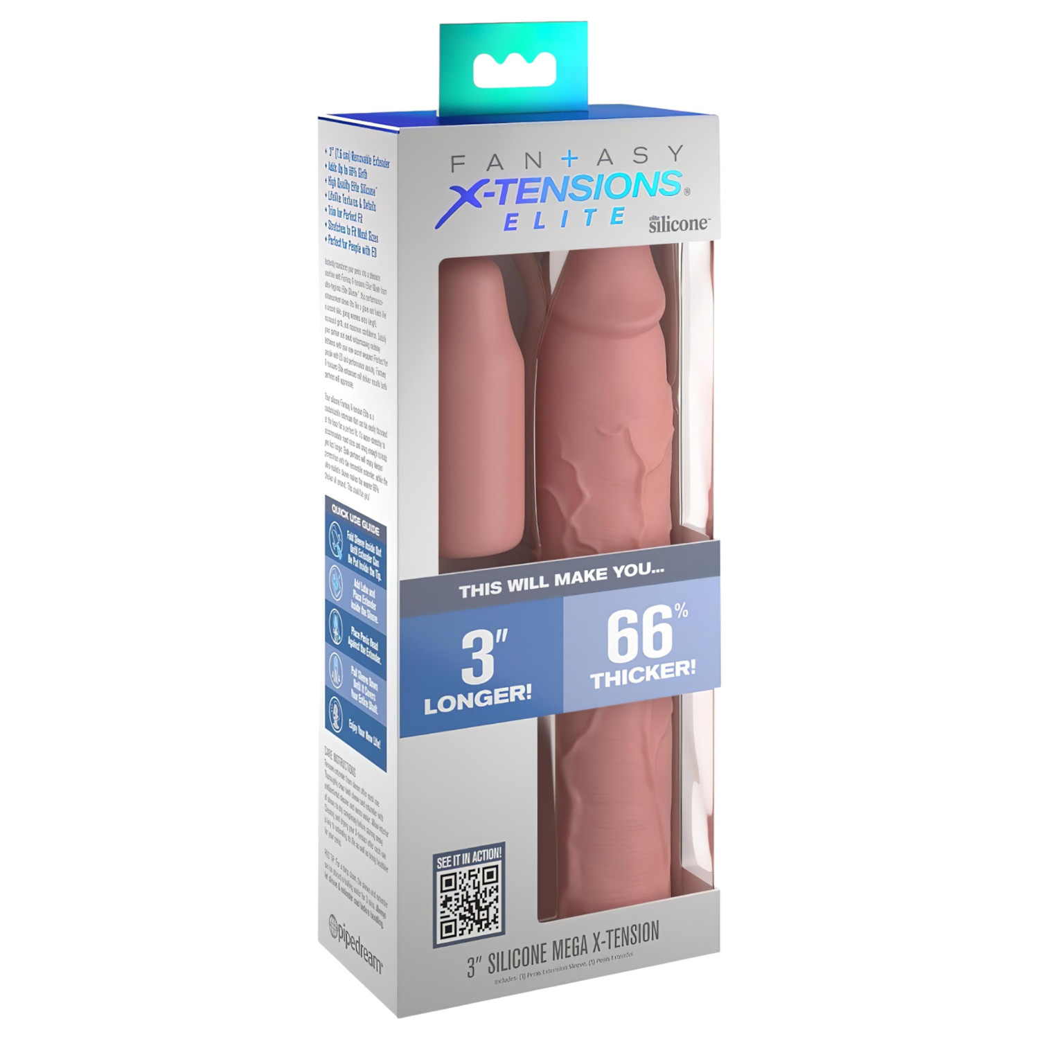 Pipedream - X-TENSION Elite 3 - nastavitelný návlek na penis (přírodní/barva těla)