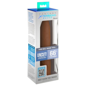 X-TENSION Elite - nastavitelný otevřený návlek na penis - tmavý tělový