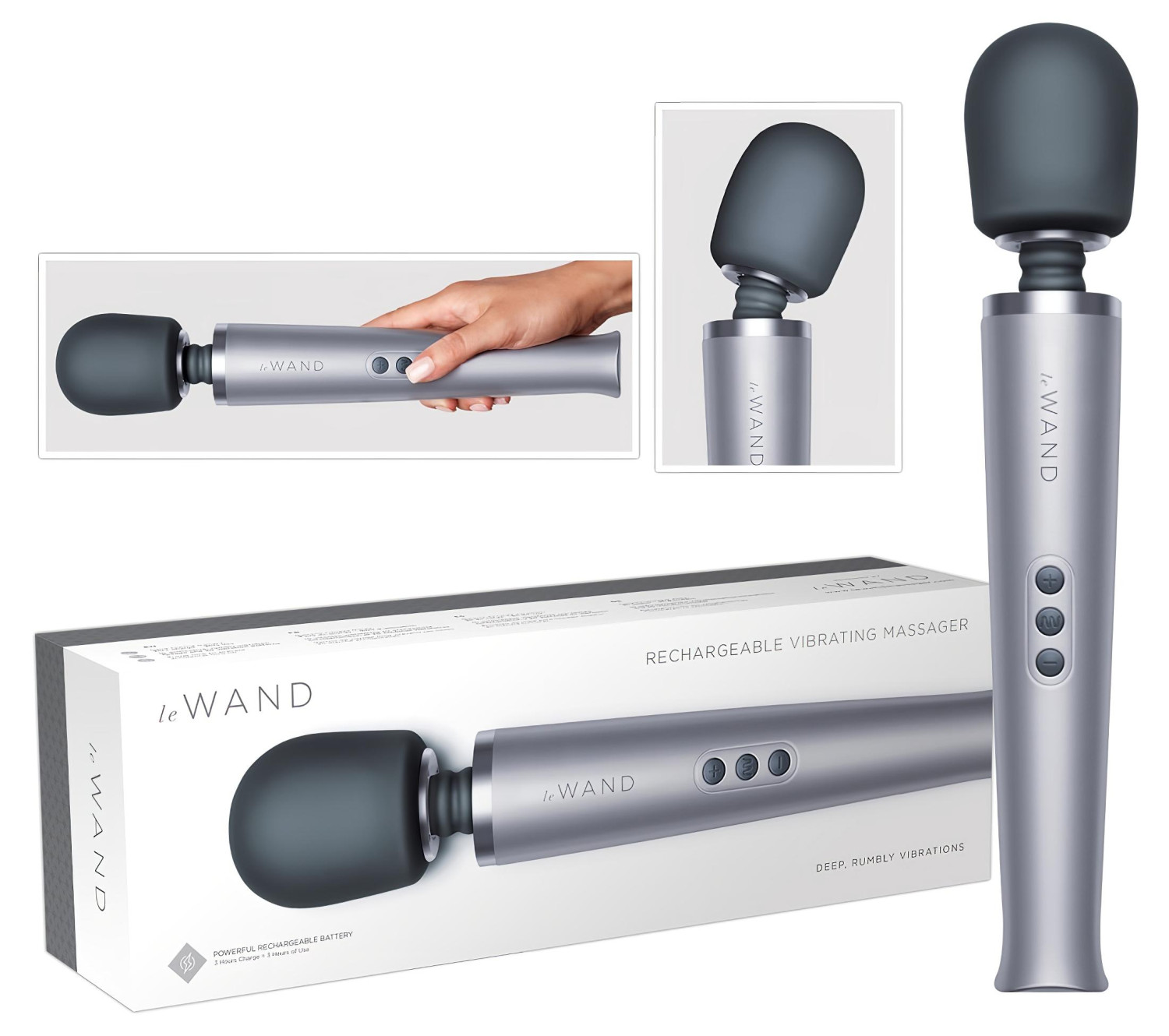 le Wand - masážní vibrátor na akumulátor - stříbrný