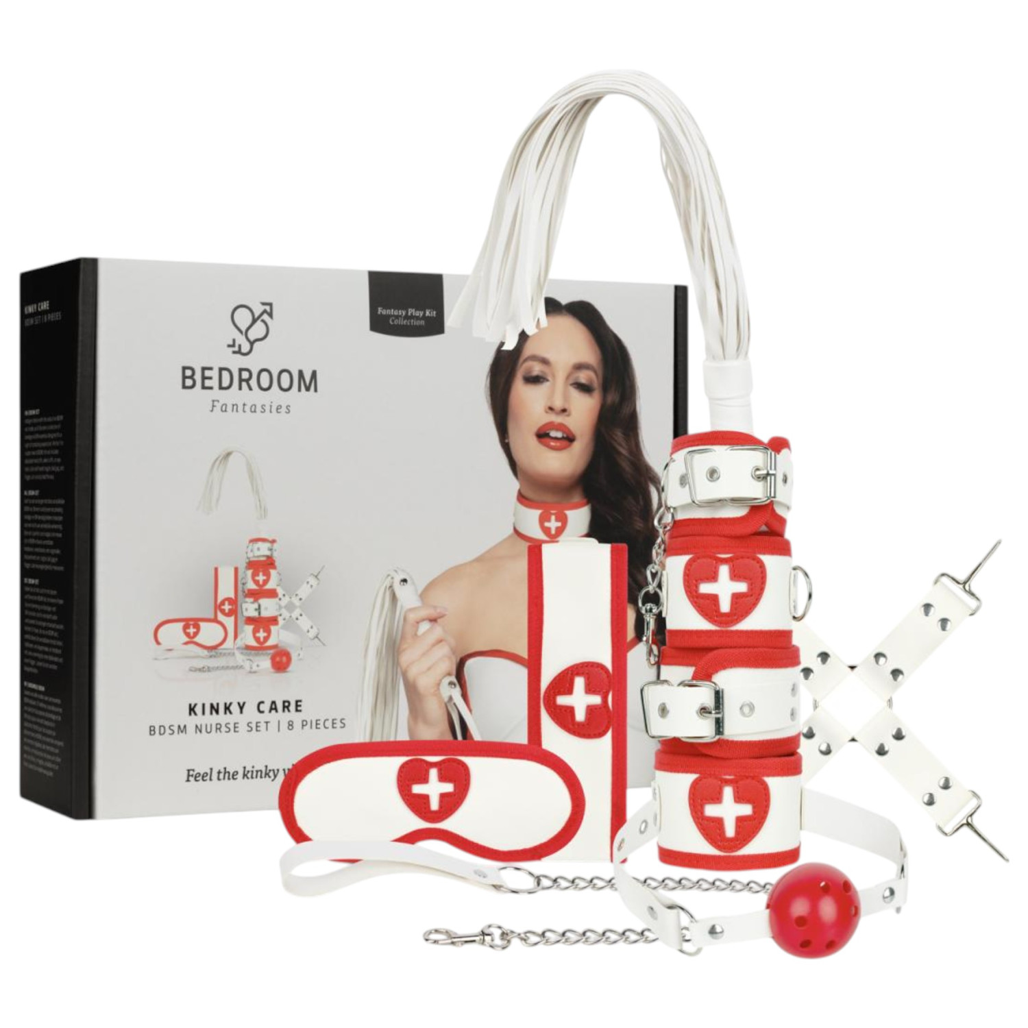 Bedroom Fantasies - kostým zdravotní sestřičky - 8 dílů - červená/bílá