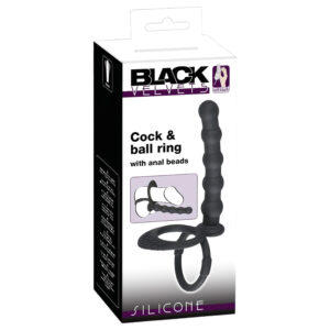 Black Velvets - erekční a penisový kroužek s análním dildem - černý