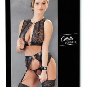 Cottelli Bondage - krajková sada spodního prádla - 4dílná - L
