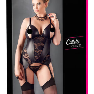 Cottelli - Dámský top s květinovým vzorem - plus size - černý - XXXL