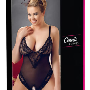 Cottelli Plus Size - krajkové body - černé - XXXXL