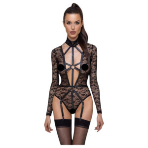 Cottelli - průhledné body s ramínky - černé - L