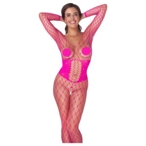 Cottelli - síťované catsuit - růžová - S-L