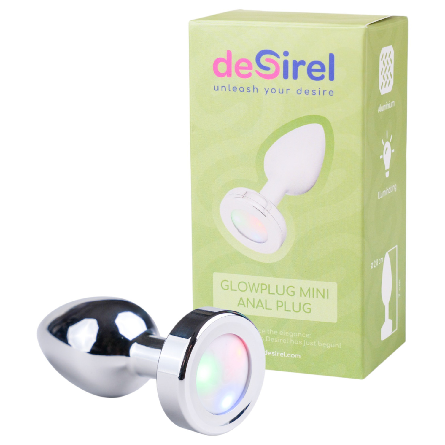 Desirel - anální kolík svítící - malý - stříbrný