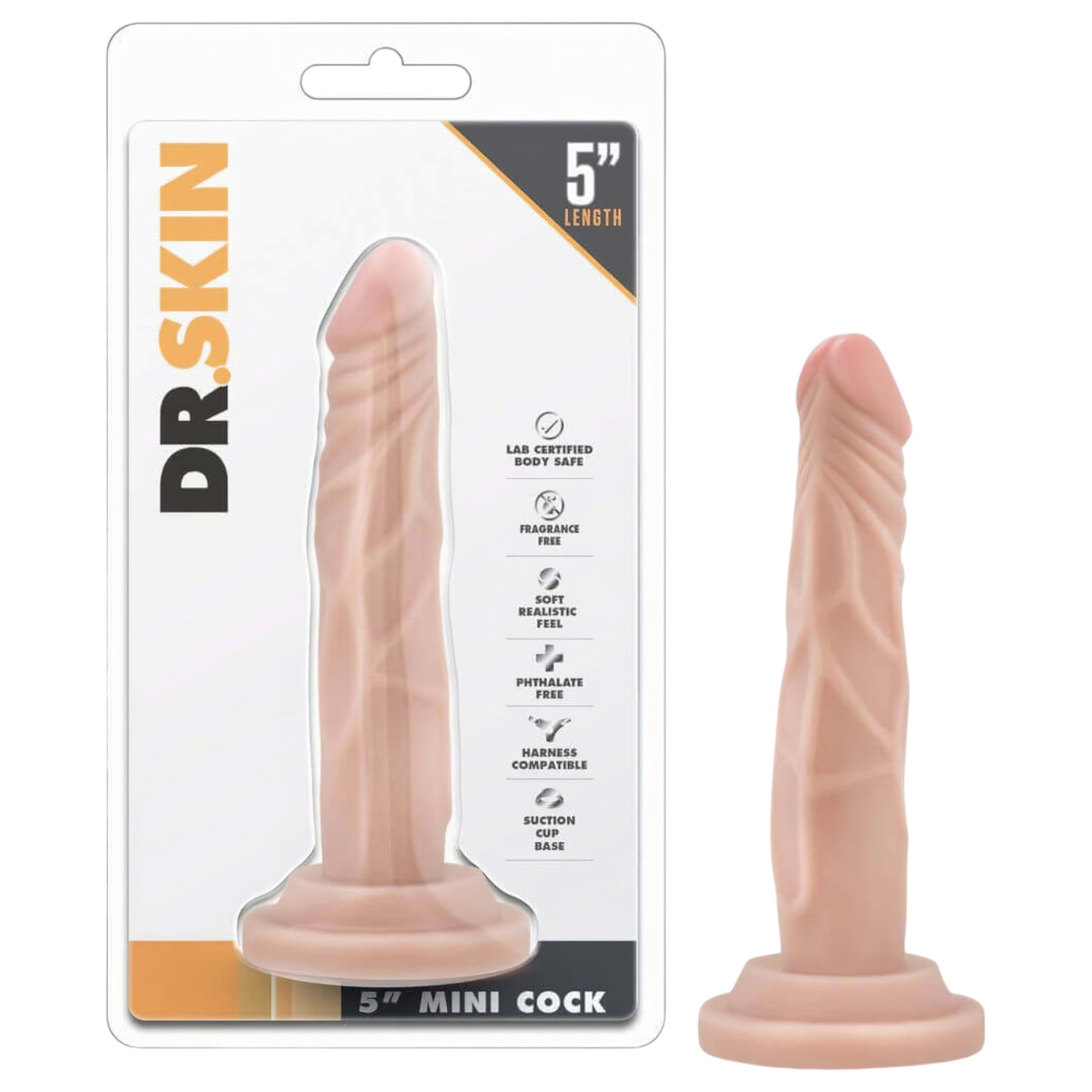 Dr. Skin 5 - realistický dildo s přísavkou - tělová barva 14