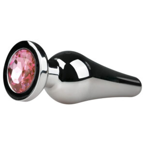 Easytoys - anální kolík s růžovým kamínkem - kovový